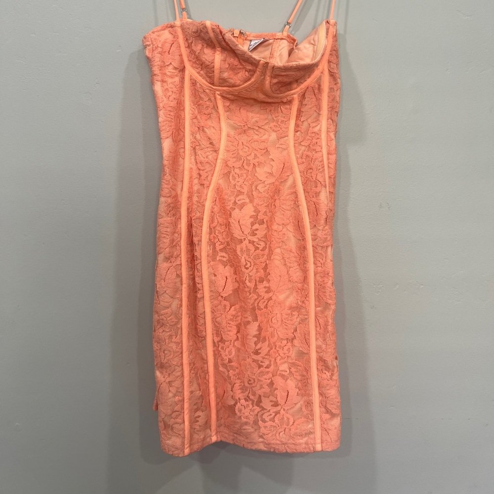 Lucy in the sky orange mini corset dress